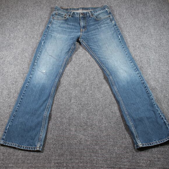 Levi’s Jeans Mens 33x32 Blue 527 Slim Bootcut Distressed Frayed Hem - Picture 2 of 12